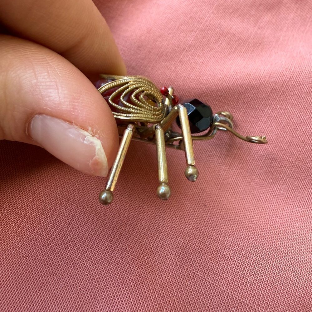 Antique 1920s Hand Crafted Folk Art Bug Brooch - Picture 3 of 6